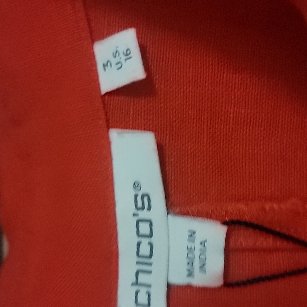 Chicos Linen Midi Shirt Dress With Pockets Size 16 Red Orange New With Tags - Picture 5 of 10